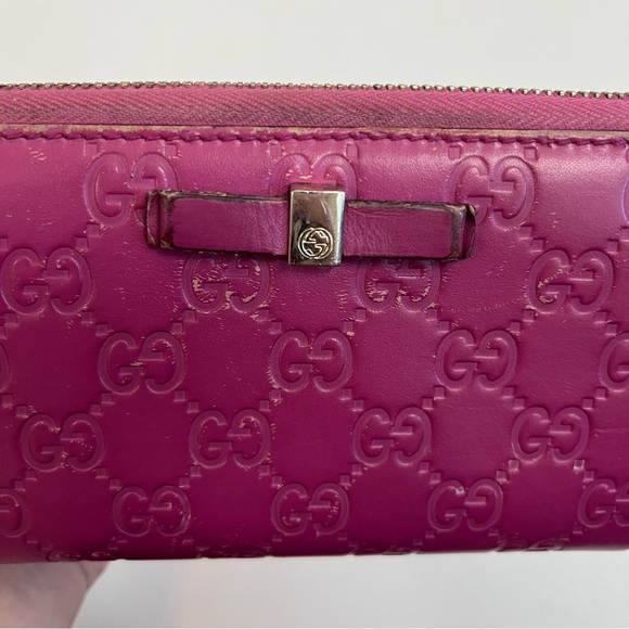 GUCCI Guccissima Signature Bowy Zip Around Wallet Peonia Flower - Picture 11 of 16